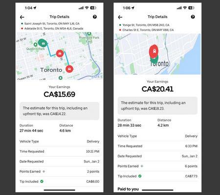 How much Uber Eats Bicycle Pays Per Trip or Food Delivery in Canada